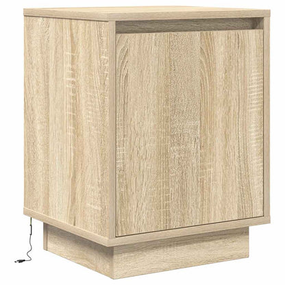 vidaXL Nachttische mit LED-Leuchten 2 Stk. Sonoma-Eiche 38x34x50 cm