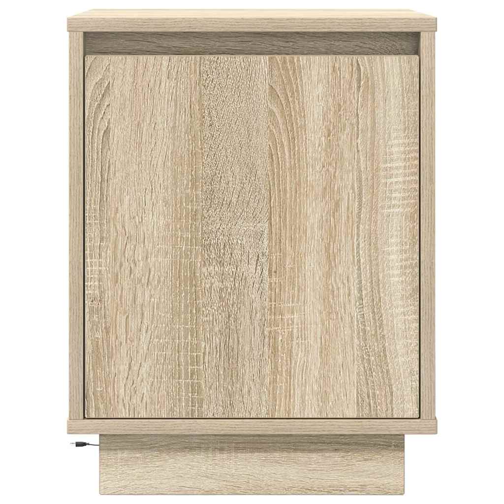 vidaXL Nachttische mit LED-Leuchten 2 Stk. Sonoma-Eiche 38x34x50 cm