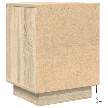 vidaXL Nachttische mit LED-Leuchten 2 Stk. Sonoma-Eiche 38x34x50 cm