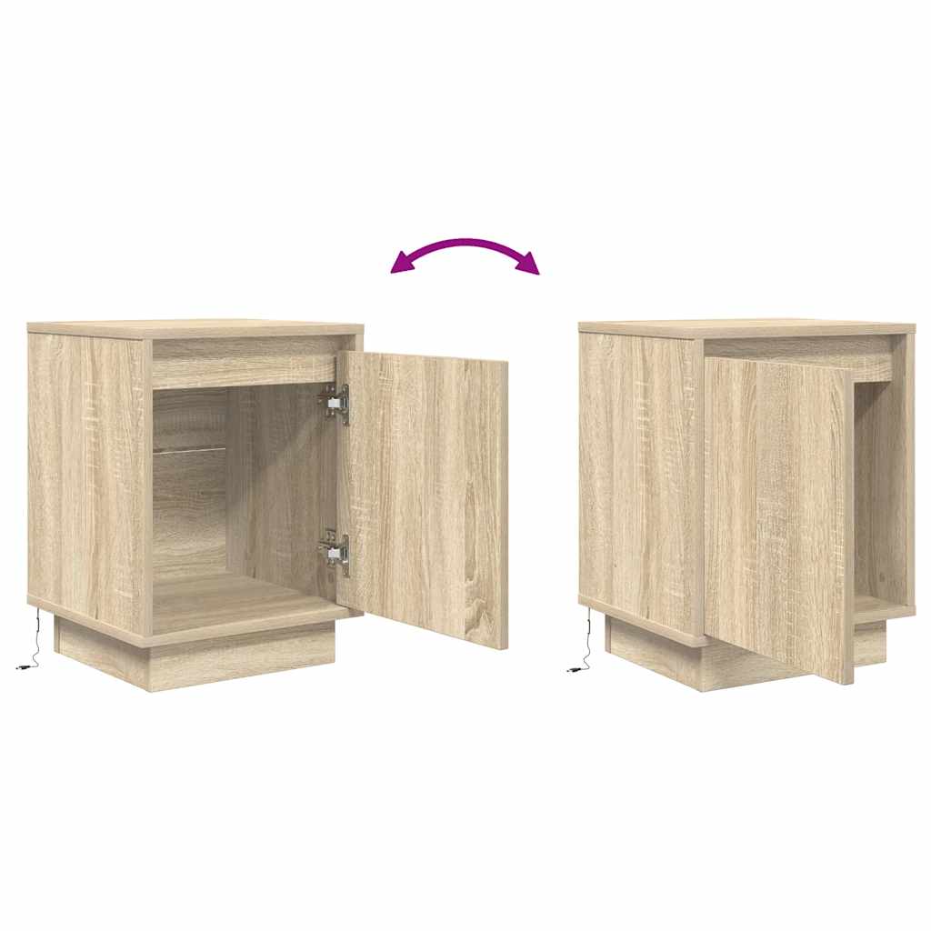 vidaXL Nachttische mit LED-Leuchten 2 Stk. Sonoma-Eiche 38x34x50 cm
