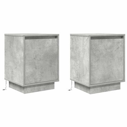 vidaXL Nachttische mit LED-Leuchten 2 Stk. Betongrau 38x34x50 cm
