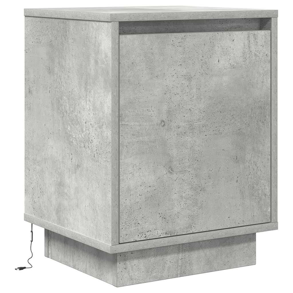 vidaXL Nachttische mit LED-Leuchten 2 Stk. Betongrau 38x34x50 cm