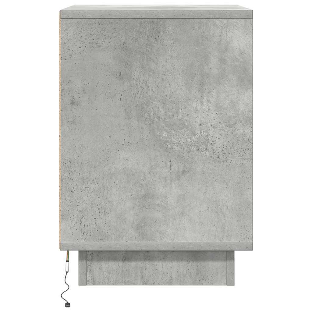 vidaXL Nachttische mit LED-Leuchten 2 Stk. Betongrau 38x34x50 cm