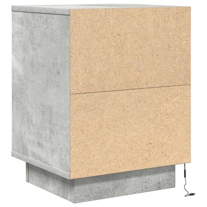vidaXL Nachttische mit LED-Leuchten 2 Stk. Betongrau 38x34x50 cm