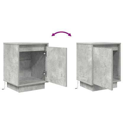 vidaXL Nachttische mit LED-Leuchten 2 Stk. Betongrau 38x34x50 cm