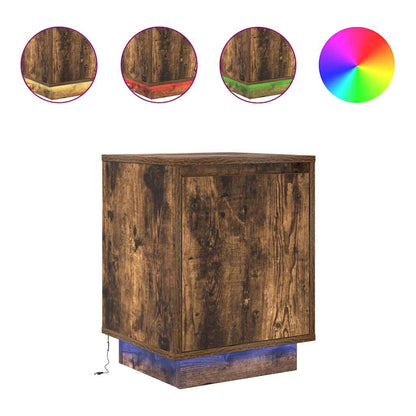 vidaXL Nachttische mit LED-Leuchten 2 Stk. Räuchereiche 38x34x50 cm