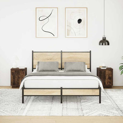 vidaXL Nachttische mit LED-Leuchten 2 Stk. Räuchereiche 38x34x50 cm