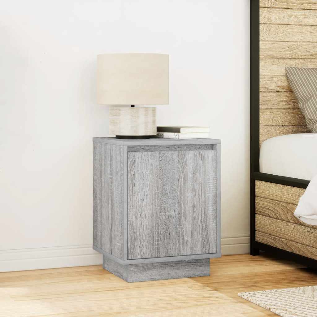 vidaXL Nachttisch mit LED-Leuchten Grau Sonoma 38x34x50 cm
