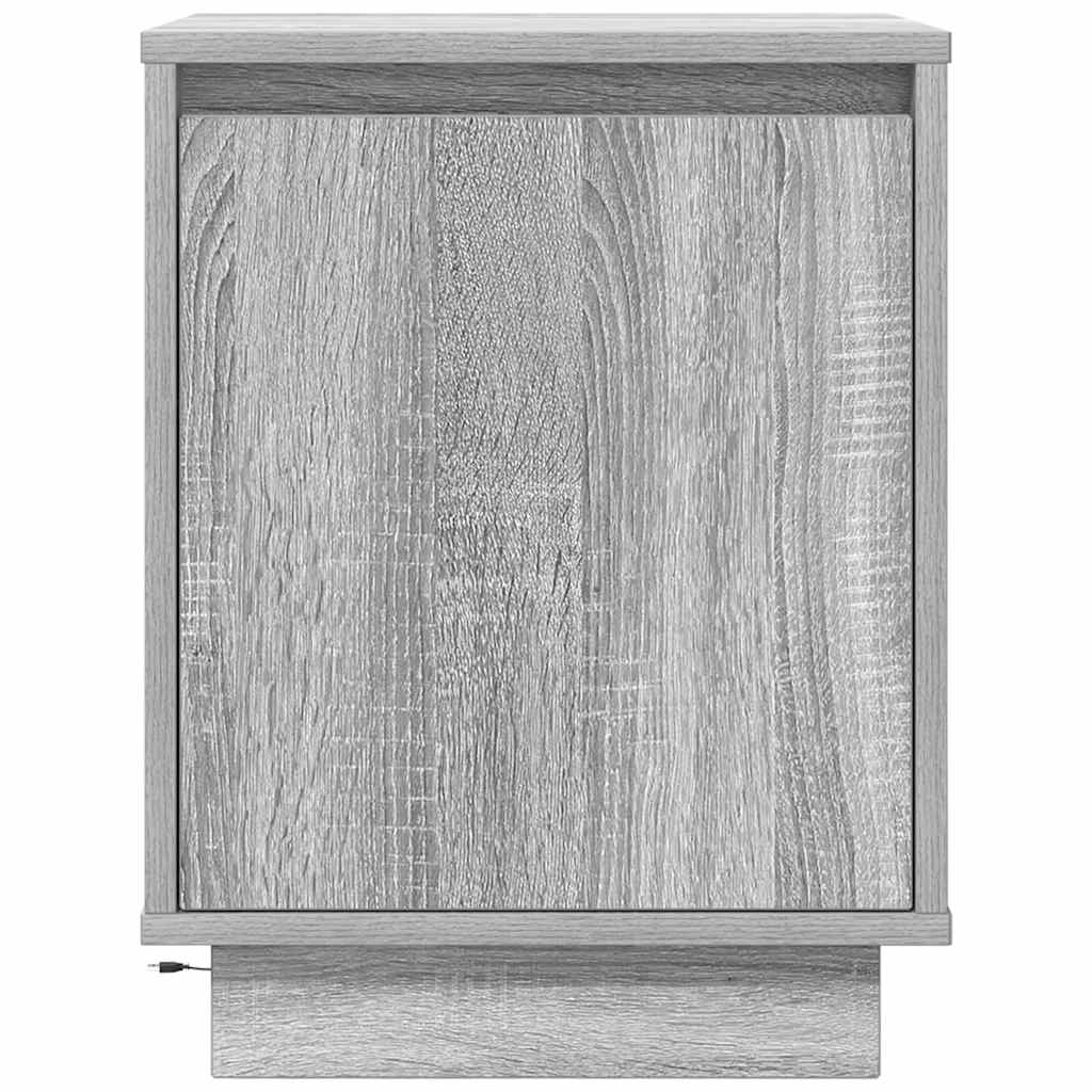 Nachttisch mit LED-Leuchten Grau Sonoma 38x34x50 cm