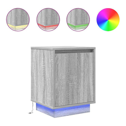 vidaXL Tables de chevet avec lumières LED 2 pcs Gris Sonoma 38x34x50 cm