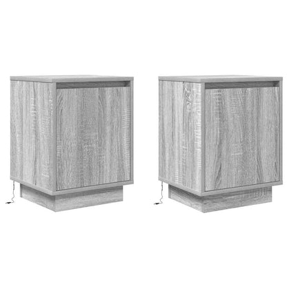 vidaXL Tables de chevet avec lumières LED 2 pcs Gris Sonoma 38x34x50 cm