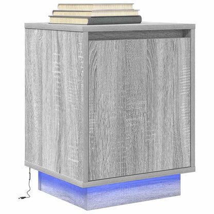 vidaXL Tables de chevet avec lumières LED 2 pcs Gris Sonoma 38x34x50 cm