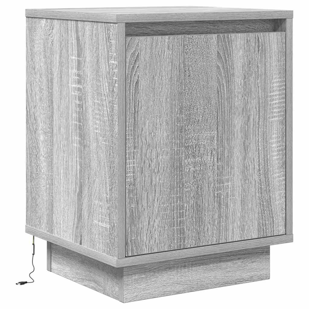 vidaXL Tables de chevet avec lumières LED 2 pcs Gris Sonoma 38x34x50 cm