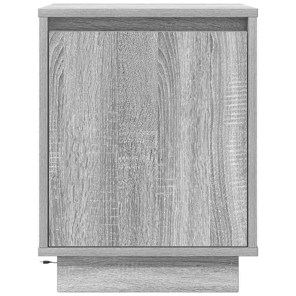 vidaXL Tables de chevet avec lumières LED 2 pcs Gris Sonoma 38x34x50 cm