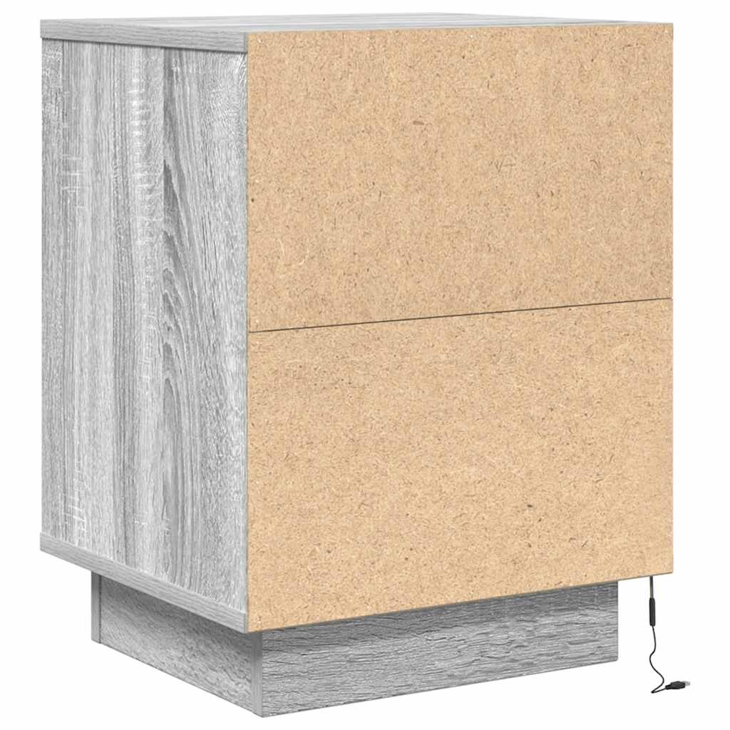 vidaXL Tables de chevet avec lumières LED 2 pcs Gris Sonoma 38x34x50 cm