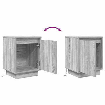 vidaXL Tables de chevet avec lumières LED 2 pcs Gris Sonoma 38x34x50 cm