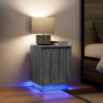 vidaXL Tables de chevet avec lumières LED 2 pcs Gris Sonoma 38x34x50 cm