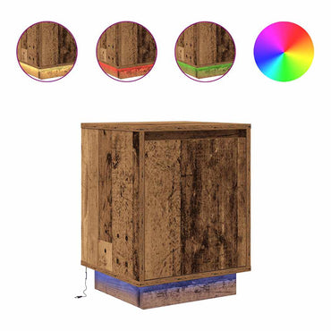 vidaXL Nachttisch mit LED-Leuchten Altholz-Optik 38x34x50 cm