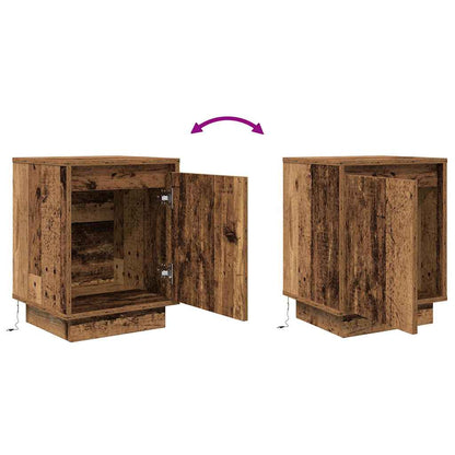 vidaXL Nachttisch mit LED-Leuchten Altholz-Optik 38x34x50 cm