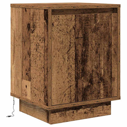 vidaXL Nachttische mit LED-Leuchten 2 Stk. Altholz-Optik 38x34x50 cm