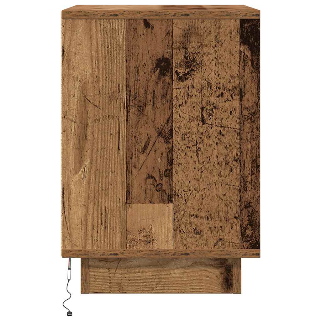 vidaXL Nachttische mit LED-Leuchten 2 Stk. Altholz-Optik 38x34x50 cm