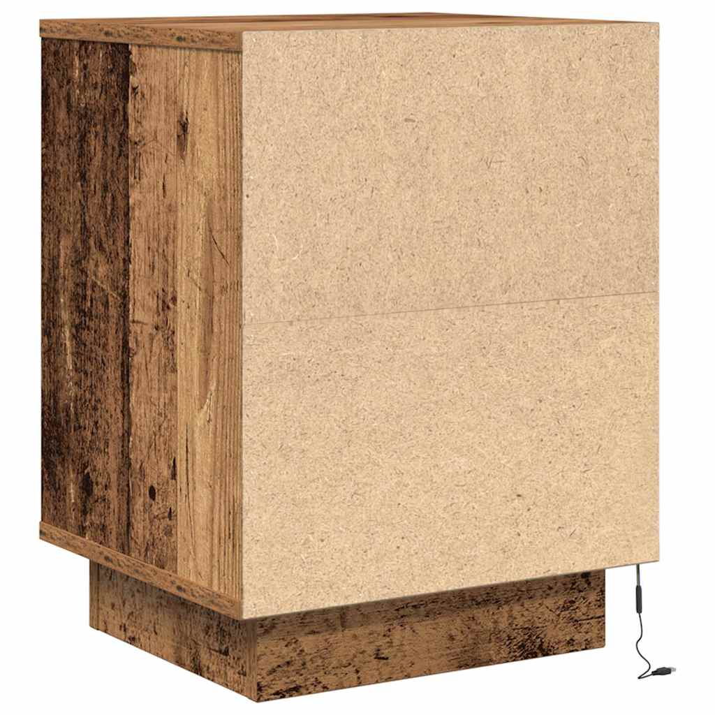 vidaXL Nachttische mit LED-Leuchten 2 Stk. Altholz-Optik 38x34x50 cm
