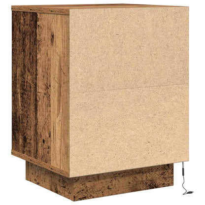 vidaXL Nachttische mit LED-Leuchten 2 Stk. Altholz-Optik 38x34x50 cm