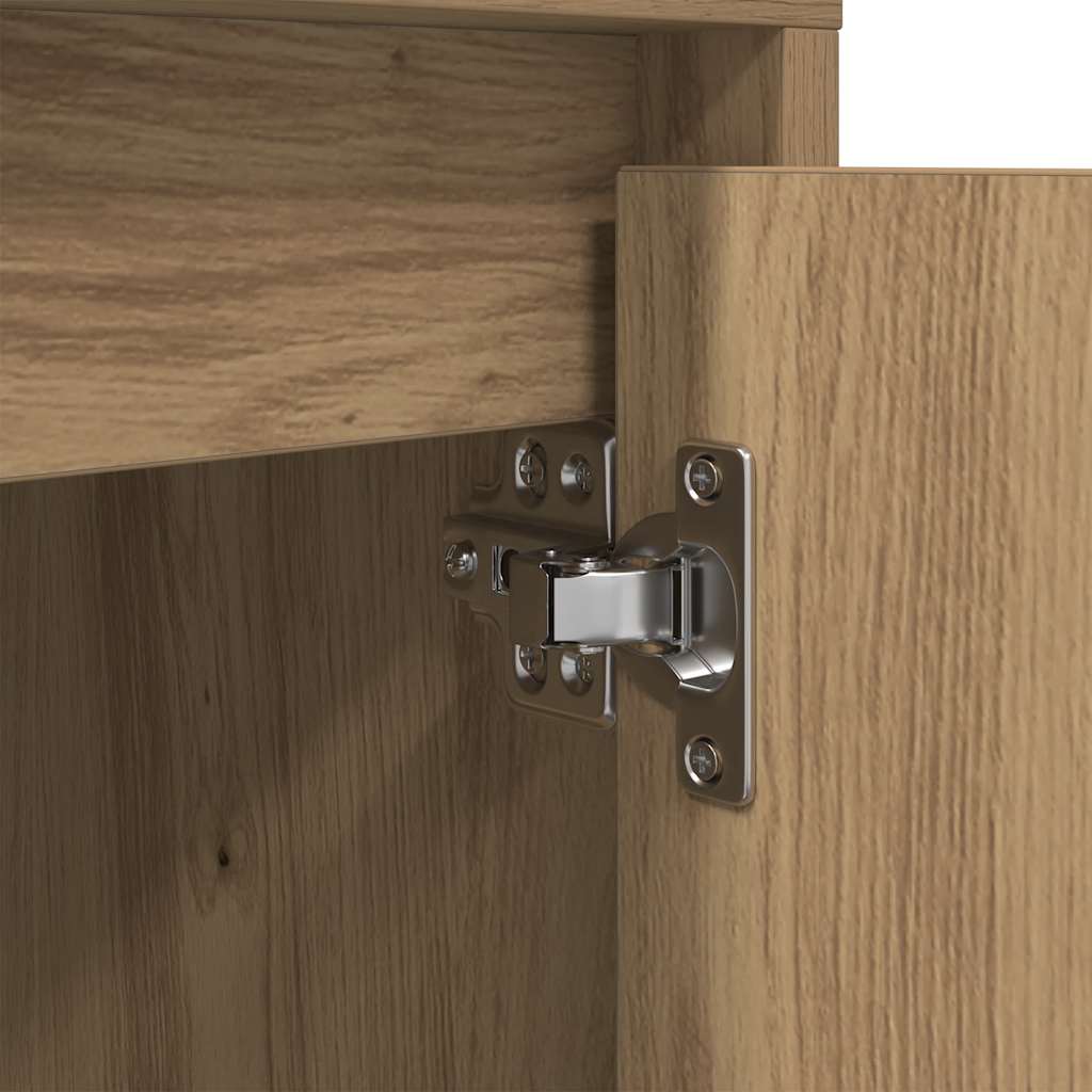 vidaXL Nachttische mit LED-Leuchten 2 Stk. Artisan-Eiche 38x34x50 cm