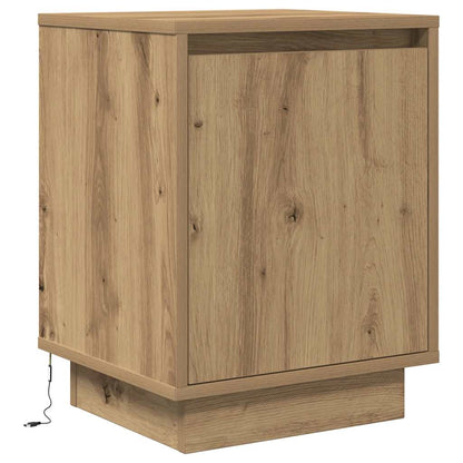 vidaXL Nachttische mit LED-Leuchten 2 Stk. Artisan-Eiche 38x34x50 cm