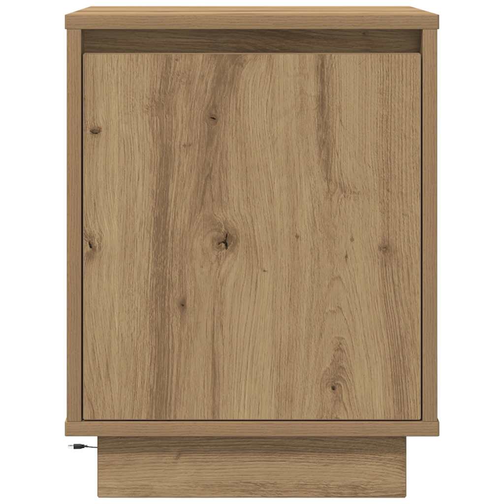 vidaXL Nachttische mit LED-Leuchten 2 Stk. Artisan-Eiche 38x34x50 cm