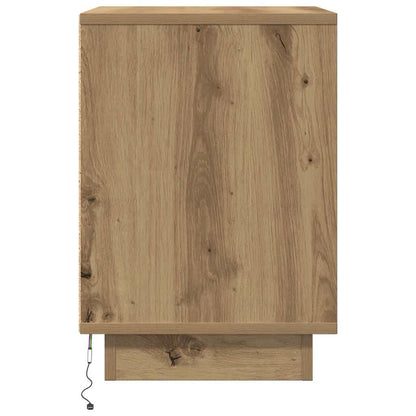 vidaXL Nachttische mit LED-Leuchten 2 Stk. Artisan-Eiche 38x34x50 cm