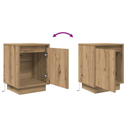 vidaXL Nachttische mit LED-Leuchten 2 Stk. Artisan-Eiche 38x34x50 cm