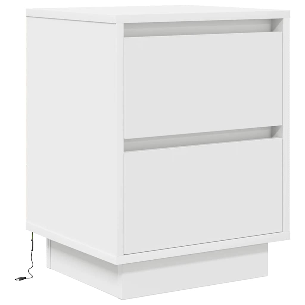 vidaXL Nachttisch mit LED-Leuchten Weiß 38x34x50 cm
