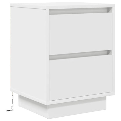 vidaXL Nachttisch mit LED-Leuchten Weiß 38x34x50 cm