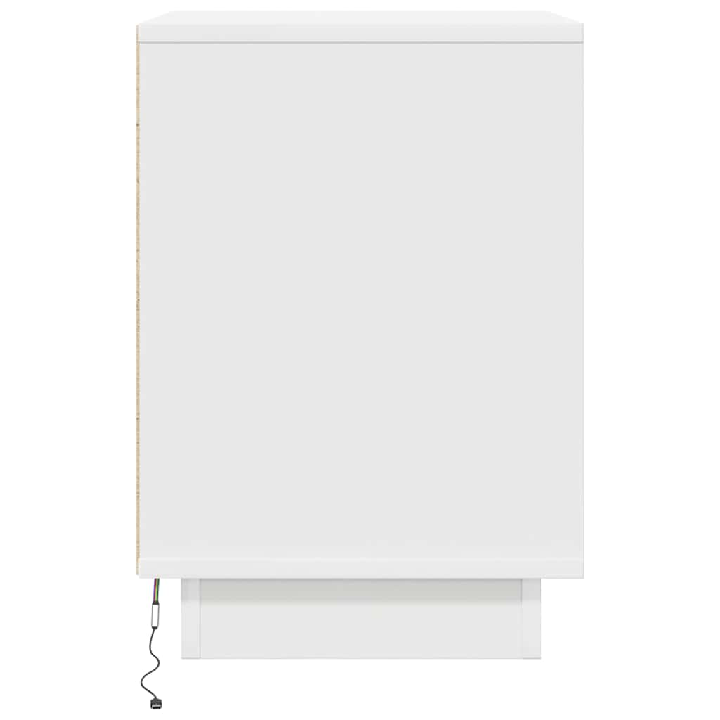 vidaXL Nachttisch mit LED-Leuchten Weiß 38x34x50 cm