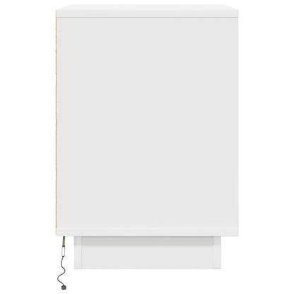 vidaXL Nachttisch mit LED-Leuchten Weiß 38x34x50 cm