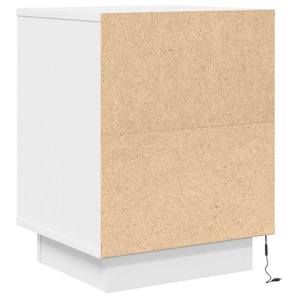 vidaXL Nachttisch mit LED-Leuchten Weiß 38x34x50 cm