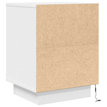 vidaXL Nachttisch mit LED-Leuchten Weiß 38x34x50 cm
