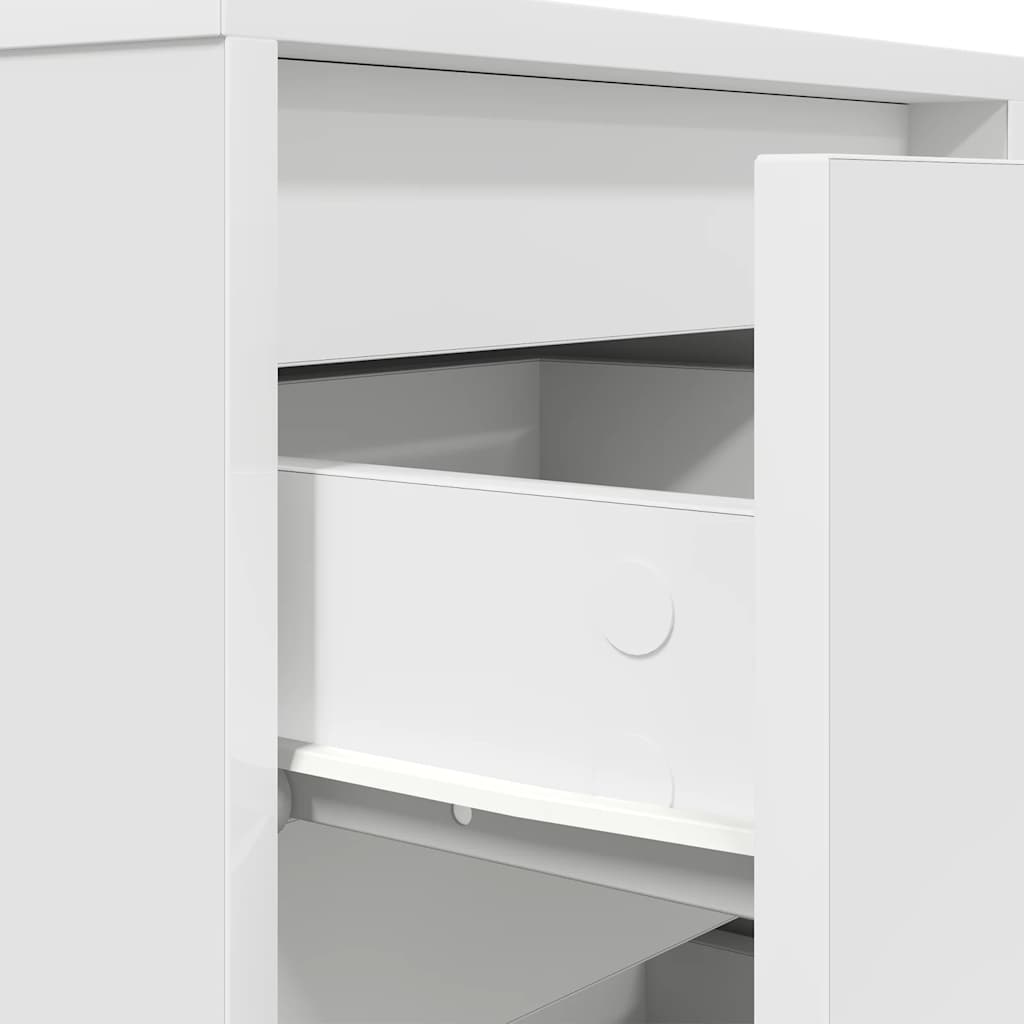 vidaXL Nachttisch mit LED-Leuchten Weiß 38x34x50 cm