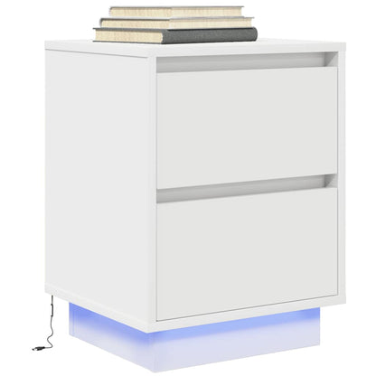 vidaXL Nachttisch mit LED-Leuchten Weiß 38x34x50 cm