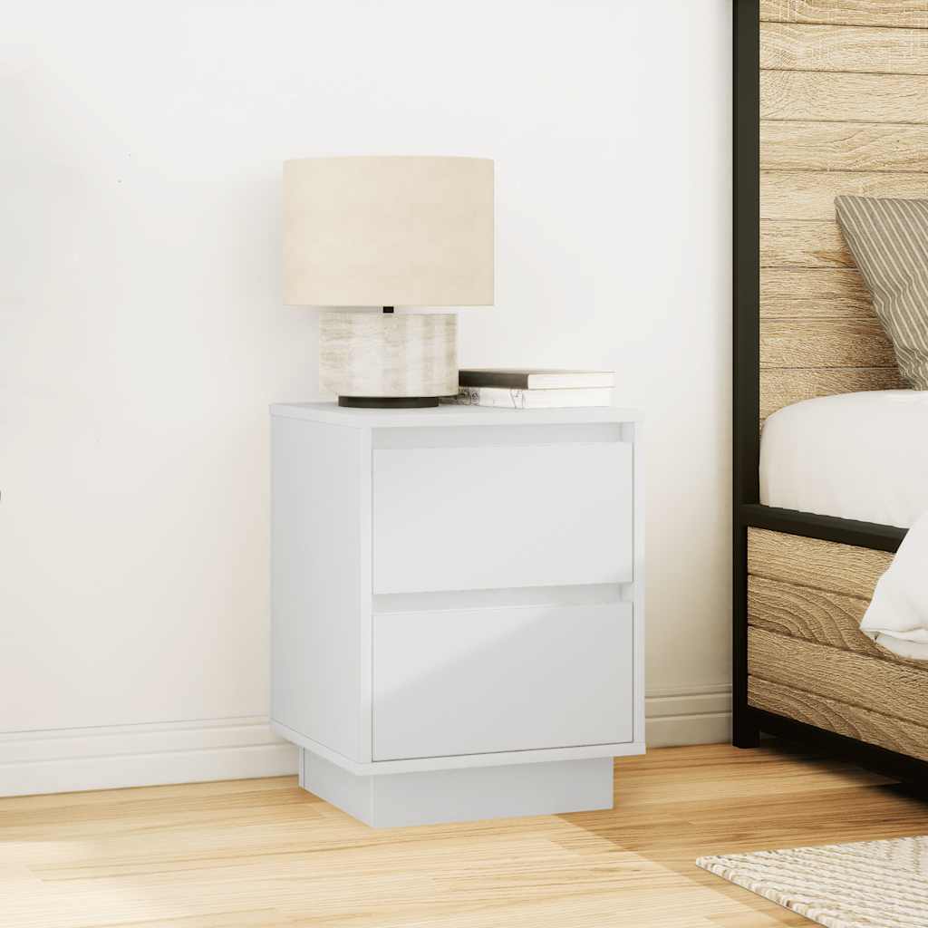 vidaXL Nachttische mit LED-Leuchten 2 Stk. Weiß 38x34x50 cm