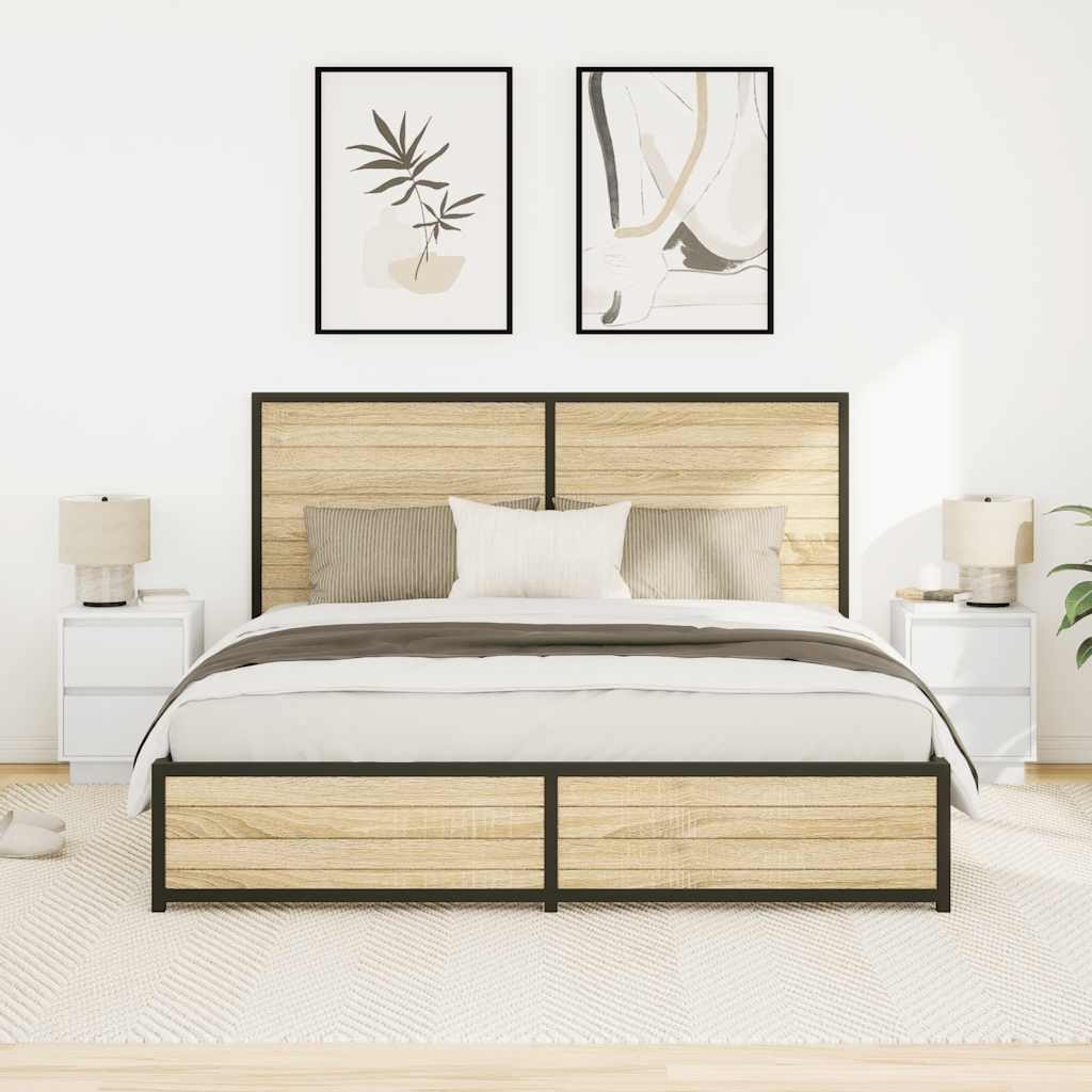 vidaXL Nachttische mit LED-Leuchten 2 Stk. Weiß 38x34x50 cm