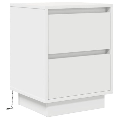 vidaXL Nachttische mit LED-Leuchten 2 Stk. Weiß 38x34x50 cm