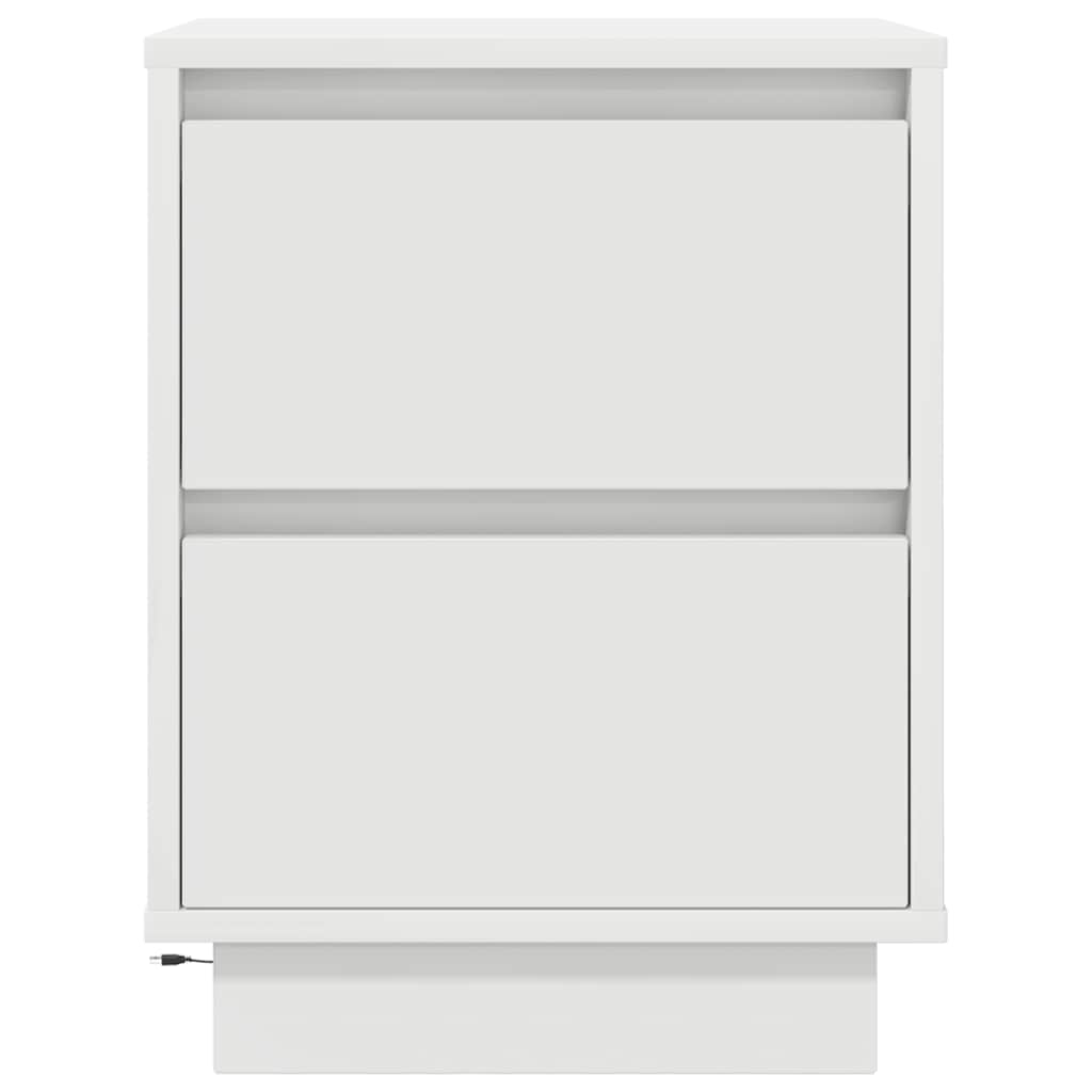 vidaXL Nachttische mit LED-Leuchten 2 Stk. Weiß 38x34x50 cm