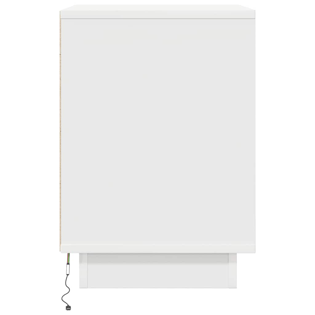 vidaXL Nachttische mit LED-Leuchten 2 Stk. Weiß 38x34x50 cm