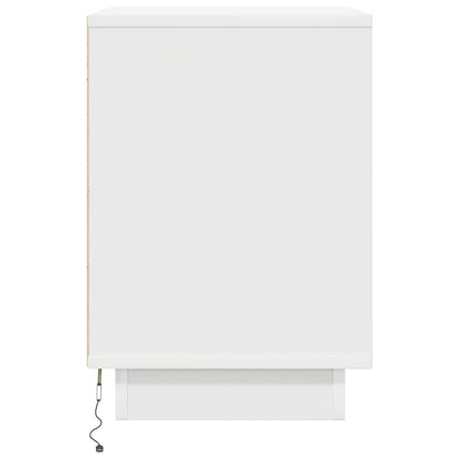 vidaXL Nachttische mit LED-Leuchten 2 Stk. Weiß 38x34x50 cm