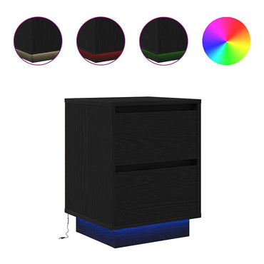 vidaXL Nachttische mit LED-Leuchten 2 Stk. Schwarz 38x34x50 cm