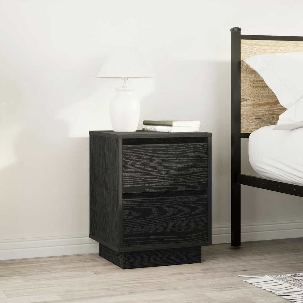 vidaXL Tables de chevet avec lumières LED 2 pcs Noir 38x34x50 cm