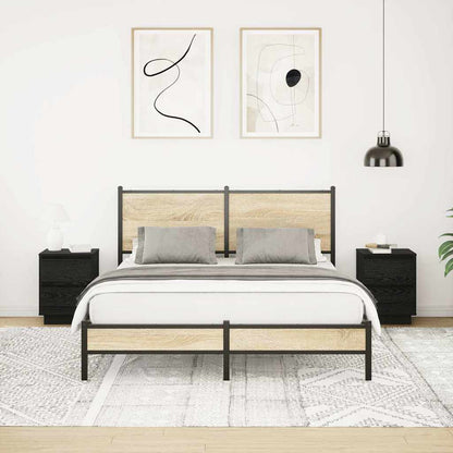 vidaXL Tables de chevet avec lumières LED 2 pcs Noir 38x34x50 cm