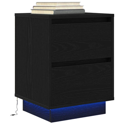 vidaXL Tables de chevet avec lumières LED 2 pcs Noir 38x34x50 cm
